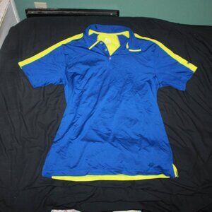 Slazenger Men's Blue and Lime Green Short Sleeve Golf Polo Shirt Size Medium